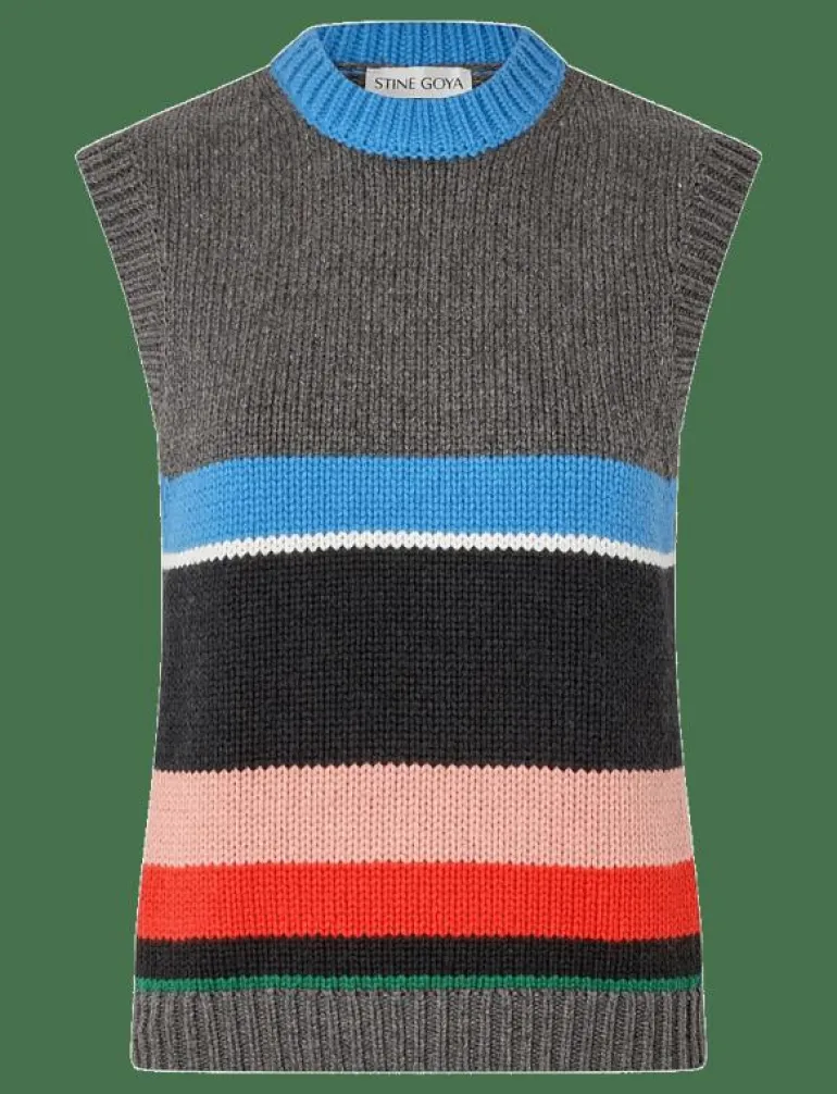 2421 Chunky Cotton Wool, Crewneck V - Stickade västar