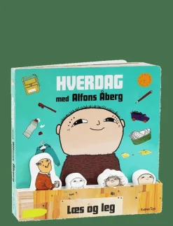 Alfons Åberg - Book with 4 wooden figures - (DK) - Læs og Lær - Pedagogisk barnbok