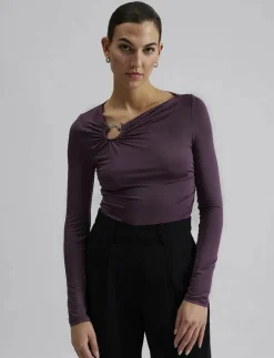 Amilia ring detail jersey top - Långärmade toppar