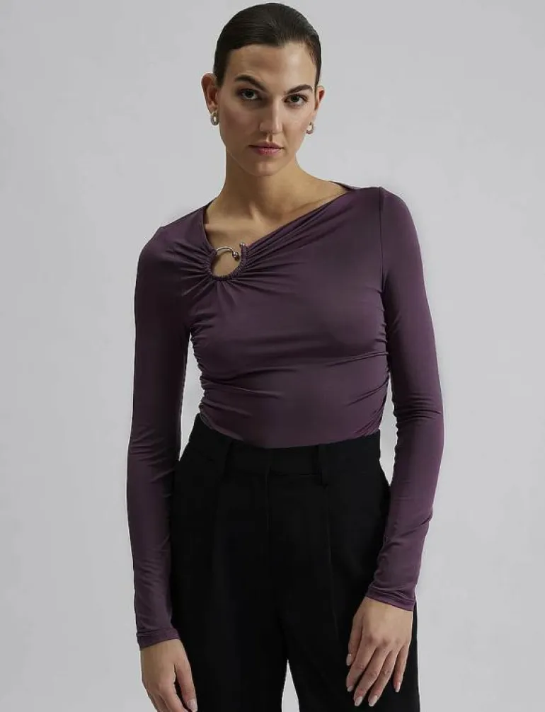 Amilia ring detail jersey top - Långärmade toppar