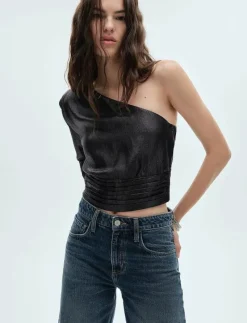 Asymmetrical puff sleeve blouse - Långärmade blusar