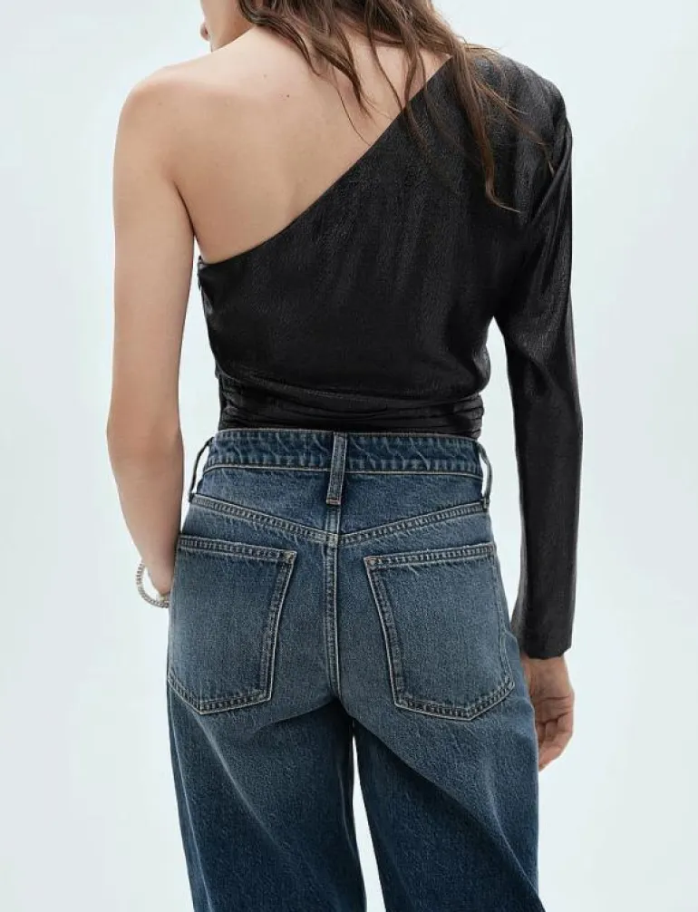 Asymmetrical puff sleeve blouse - Långärmade blusar
