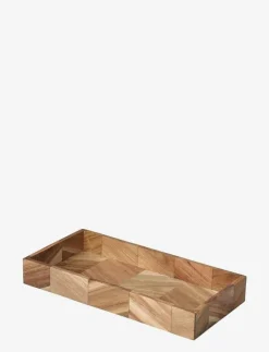 Bakke til olie, balsamico m.m. Sildebensmønstret acacie træ. 30x15x4.0 cm. - Brickor