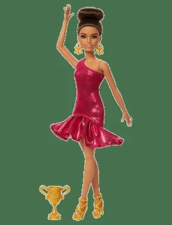 Ballroom Dancer Fashion Doll with Brown Styled Hair, Dancing Trophy Accessory - Dockor