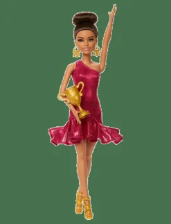 Ballroom Dancer Fashion Doll with Brown Styled Hair, Dancing Trophy Accessory - Dockor