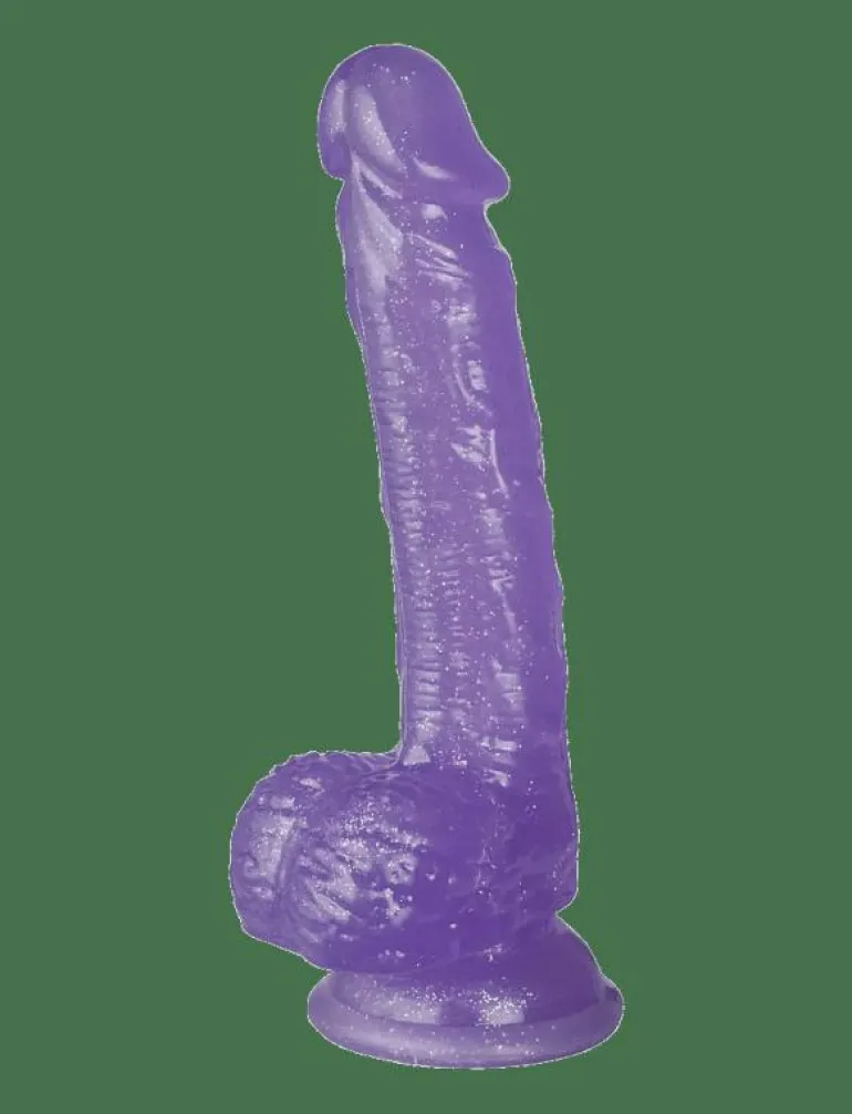 baseks Glitter Purple Dildo With Balls 21.5 cm - Beauty