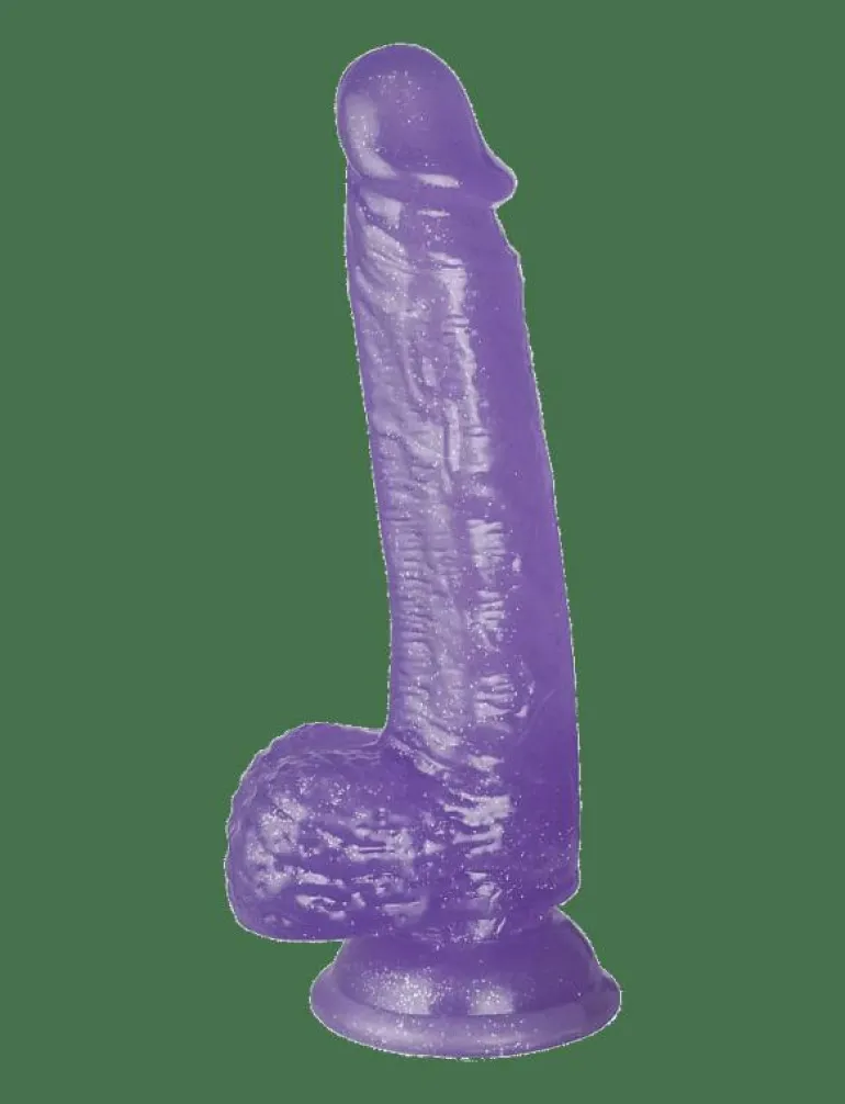 baseks Glitter Purple Dildo With Balls 21.5 cm - Beauty