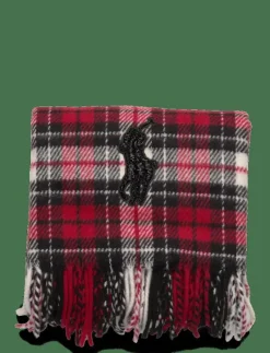 Beaded Big Pony Plaid Wool Scarf - Halsdukar