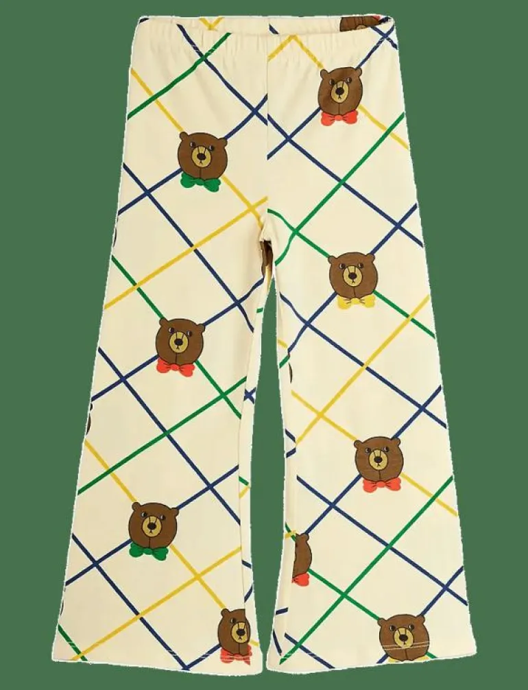 Bear check aop flared trousers - Byxa