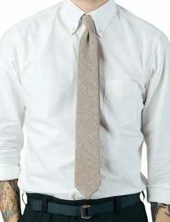 Beige Textured Tie - Slipsar