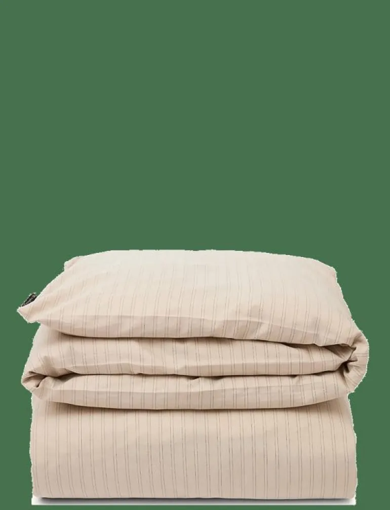 Beige/Dk Blue Striped Lyocell/Cotton Duvet Cover - Påslakan