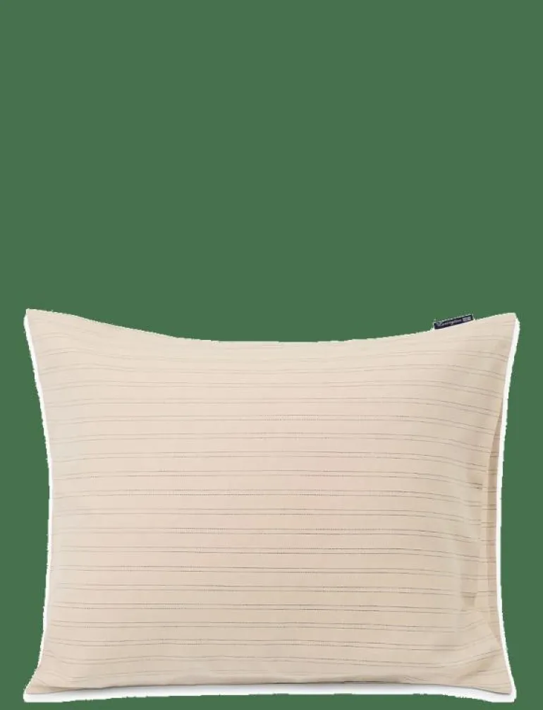 Beige/Dk Blue Striped Lyocell/Cotton Pillowcase - Örngott