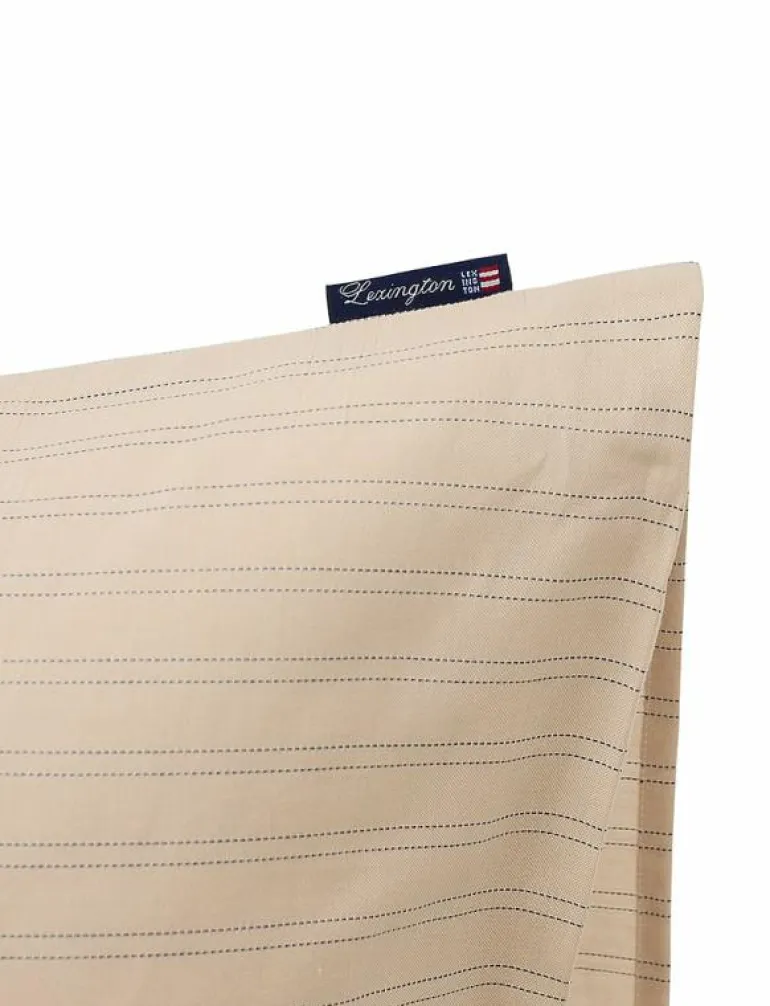 Beige/Dk Blue Striped Lyocell/Cotton Pillowcase - Örngott