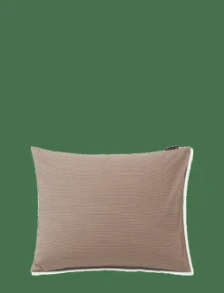 Beige/Dk Gray Striped Cotton Poplin Pillowcase - Örngott