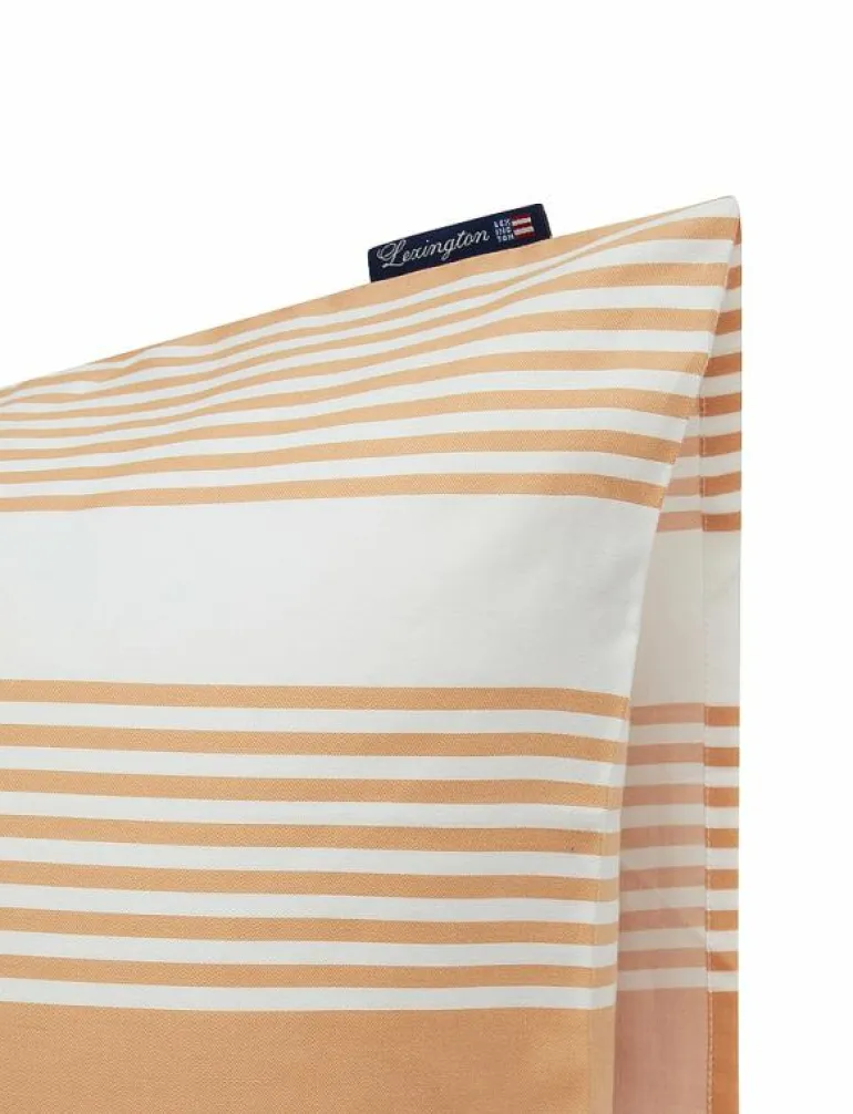Beige/White Striped Cotton Sateen Pillowcase - Örngott