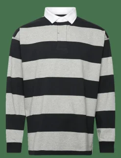 Big Fit Striped Jersey Rugby Shirt - Långärmade pikéer
