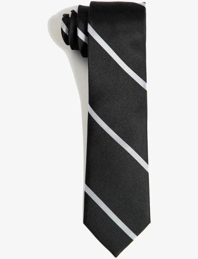 Black White League Silk Tie - Slipsar