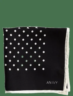 Black White Polka Dot Silk Pocket - Näsdukar