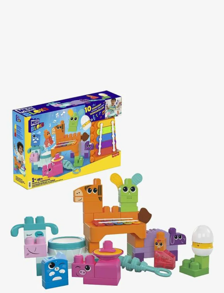 BLOKS Fisher Price Musical Farm Band Sensory Block Toy (45 Pieces) for Toddler - Interaktiva leksaker