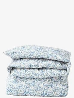 Blue Floral Printed Cotton Sateen Bed Set - Påslakanset