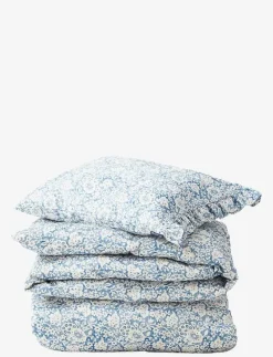 Blue Floral Printed Cotton Sateen Bed Set - Påslakanset