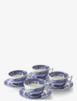 Blue Italian Teacup & Saucer 4-pack - Tekoppar