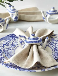 Blue Italian Teapot Napkin Rings - Set of 4 - Servettringar & Servettställ