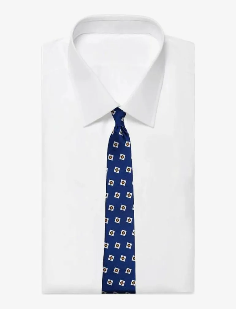Blue Orange Triple Square Silk Tie - Slipsar