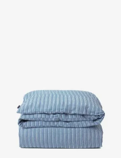 Blue Striped Organic Cotton Sateen Bed Set - Påslakanset
