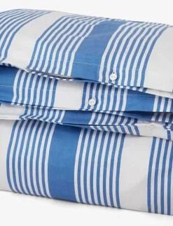 Blue/White Striped Cotton Sateen Bed Set - Påslakanset