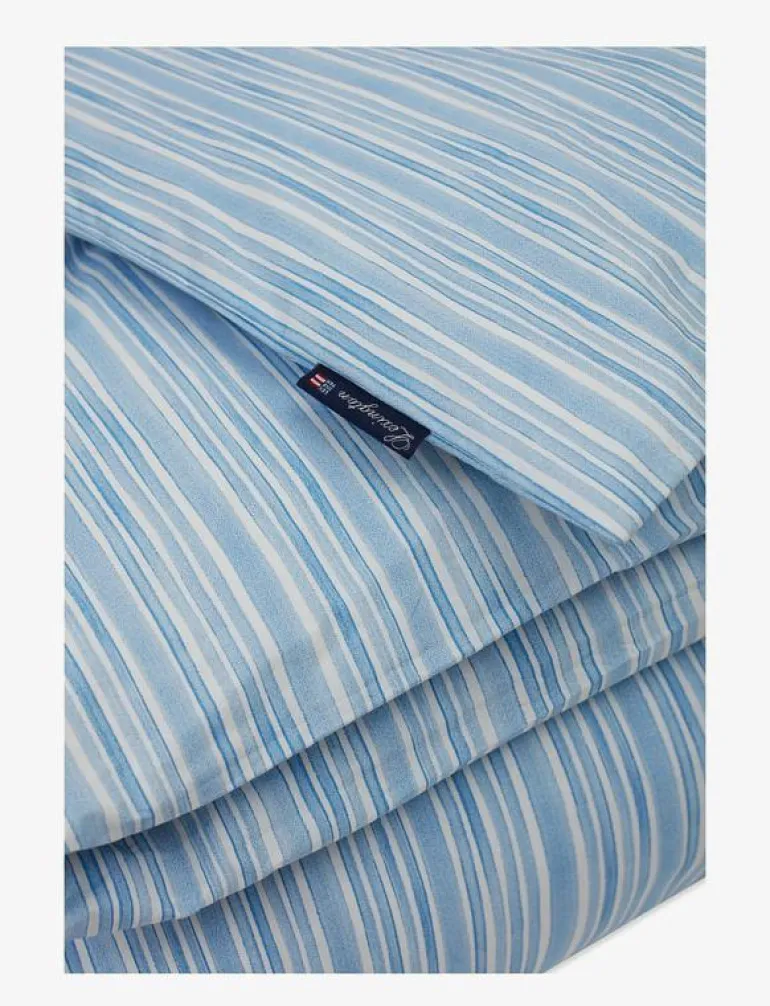 Blue/White Striped Cotton Poplin Bed Set - Påslakanset