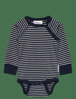Body L.S Navy beige stripe - Långärmad bodysuit