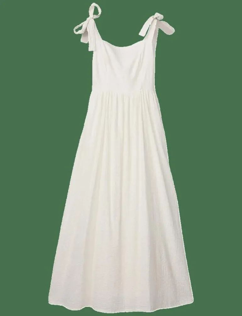 Bow-Strap Seersucker Summer Dress - Midiklänningar