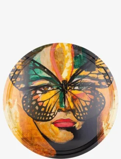 Bricka Rund 46cm, Golden Butterfly - Brickor