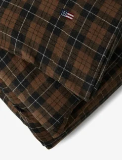 Brown/Dk Gray Checked Cotton Flannel Duvet Cover - Påslakan
