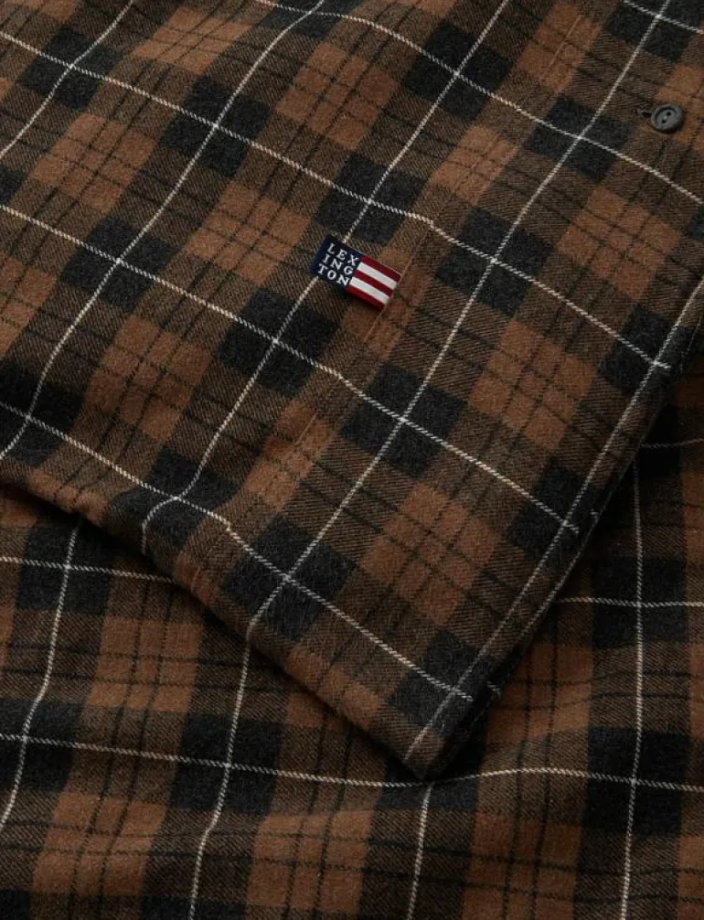 Brown/Dk Gray Checked Cotton Flannel Duvet Cover - Påslakan