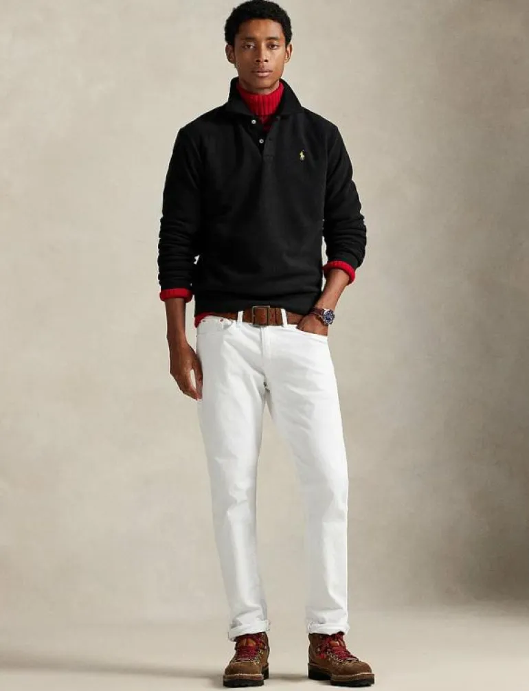 Brushed Fleece Polo-Collar Pullover - Långärmade pikéer