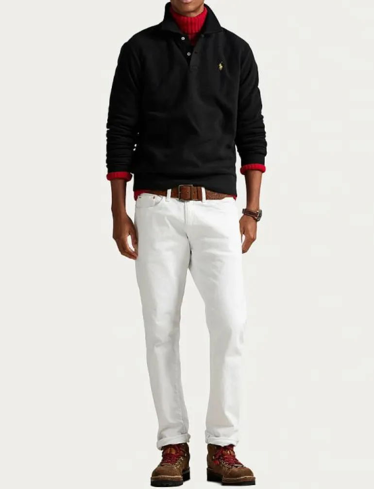 Brushed Fleece Polo-Collar Pullover - Långärmade pikéer
