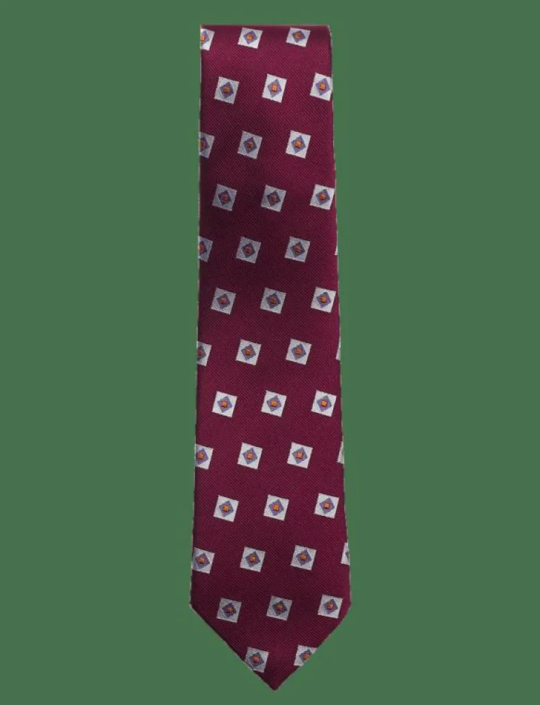 Burgundy Triple Square Silk Tie - Slipsar
