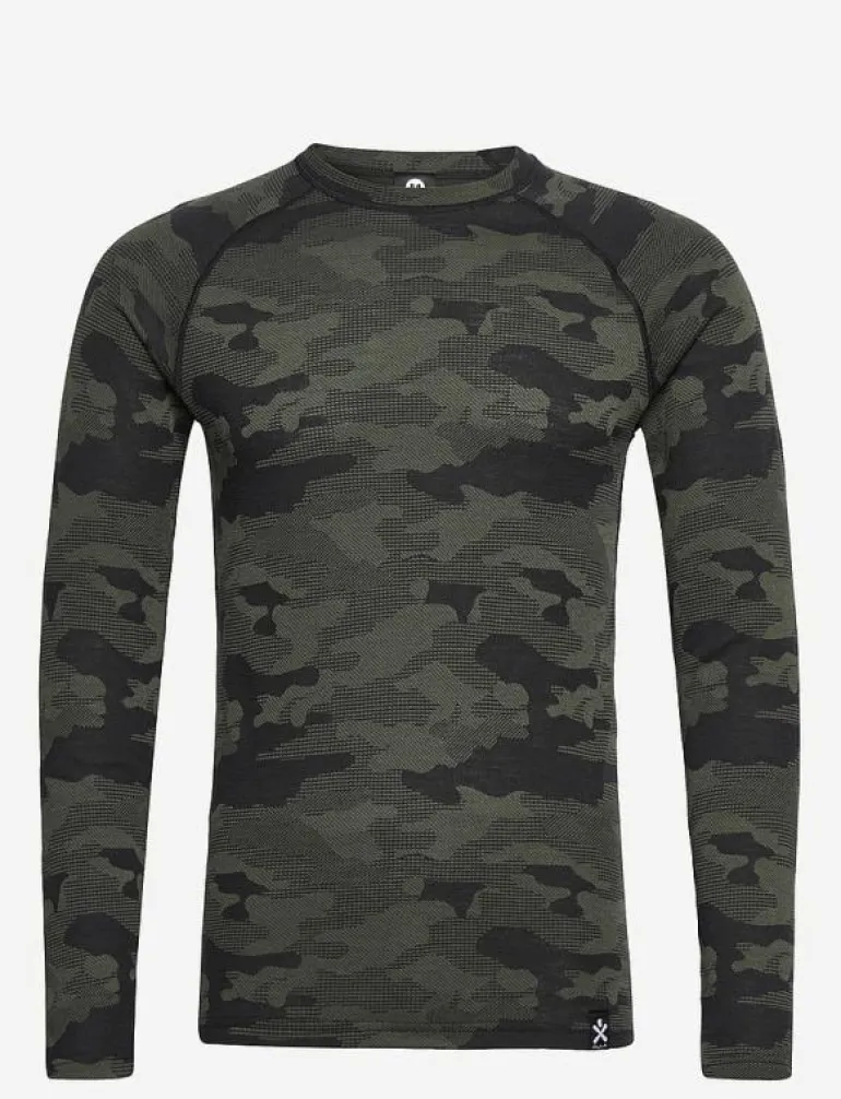 Camo Merino Wool Crew - Underställströja