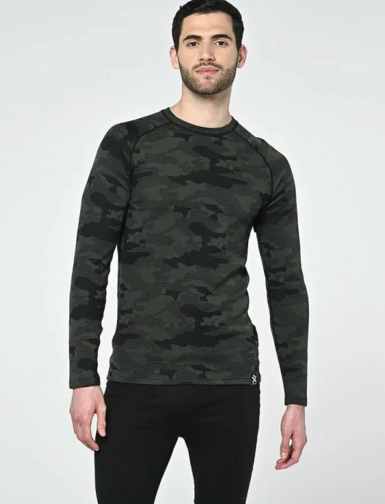 Camo Merino Wool Crew - Underställströja