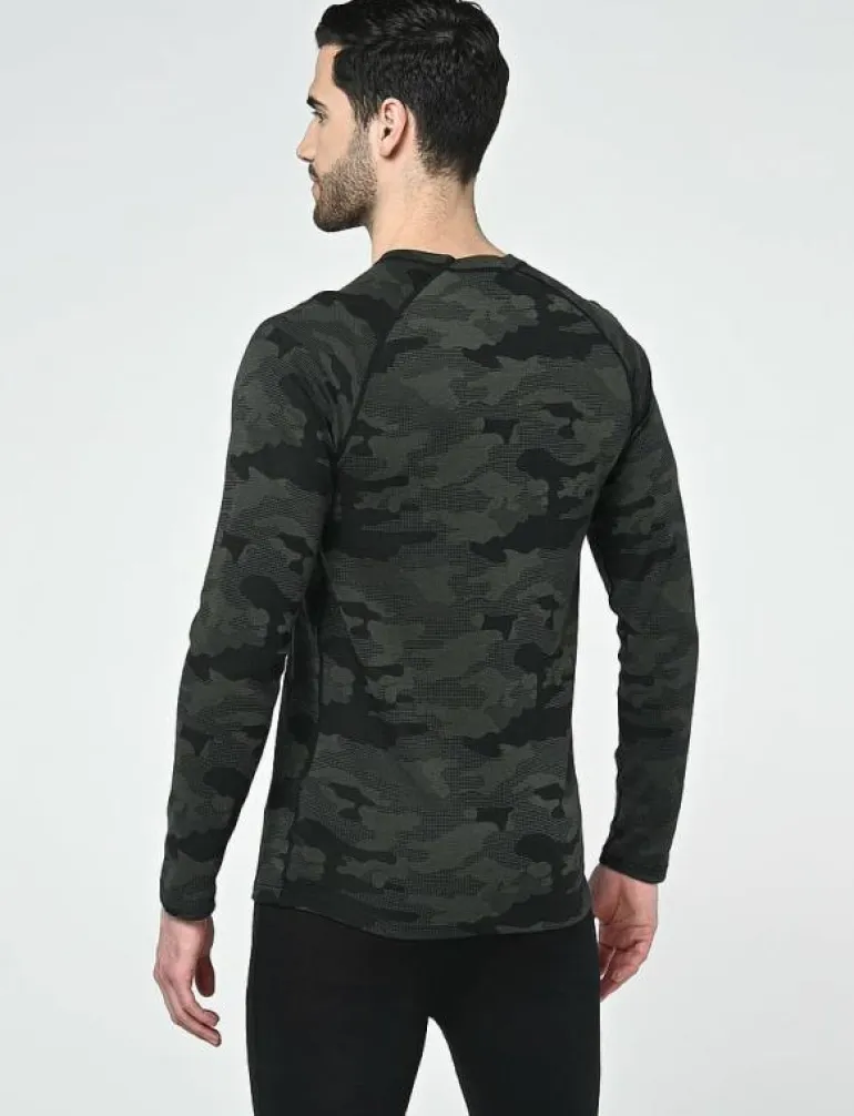 Camo Merino Wool Crew - Underställströja