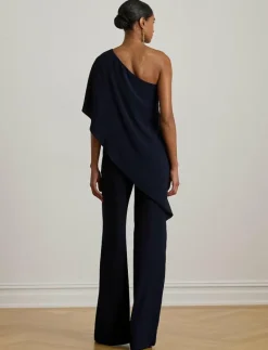 Cape Georgette One-Shoulder Jumpsuit - Jumpsuits