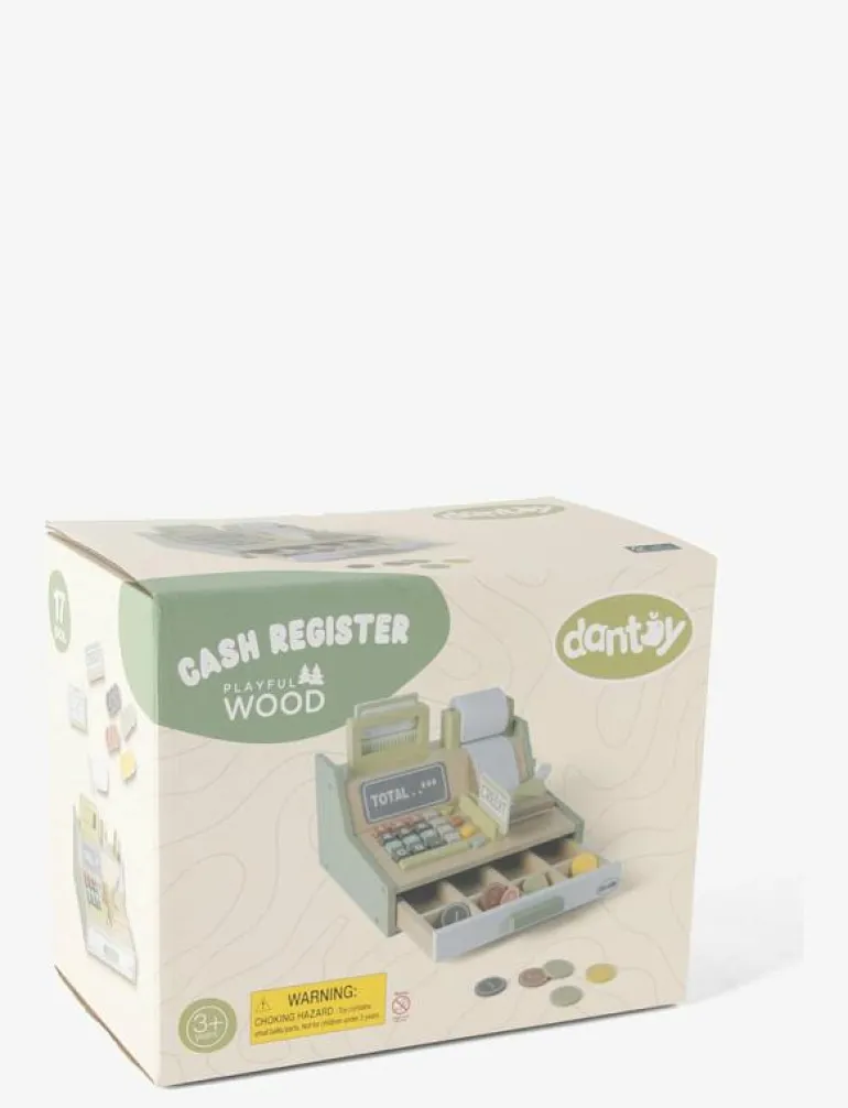 CASH REGISTER WOOD IN GIFT BOX 33 PARTS - Marknadsstånd