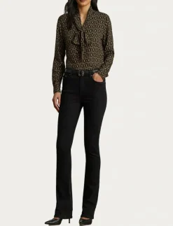 Chain-Print Crepe Tie-Neck Blouse - Långärmade