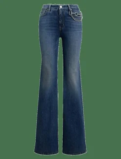 Chain-Trim High-Rise Flare Jean - Straight jeans
