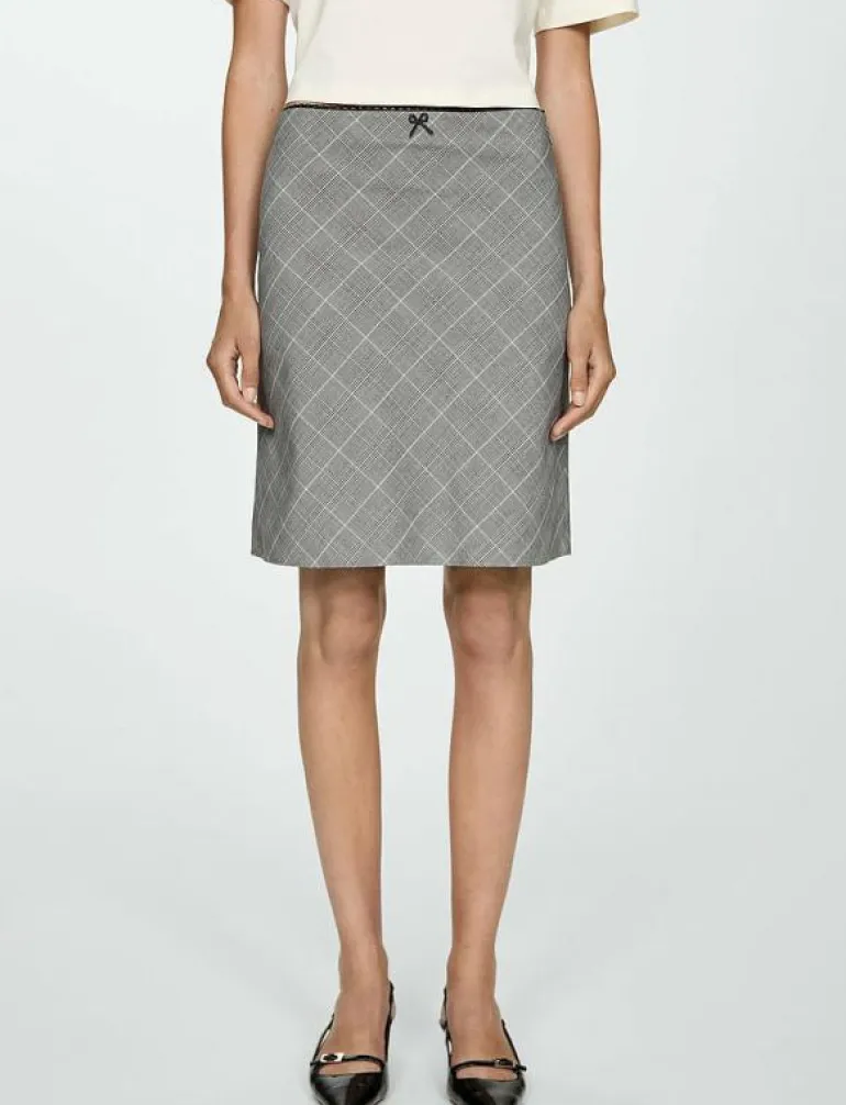 Check skirt with decorative bow - Korta kjolar