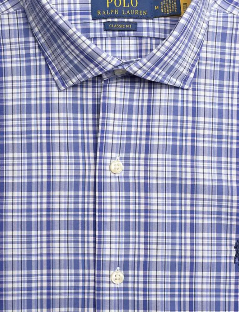 Classic Fit Plaid Stretch Poplin Shirt - Rutiga skjortor