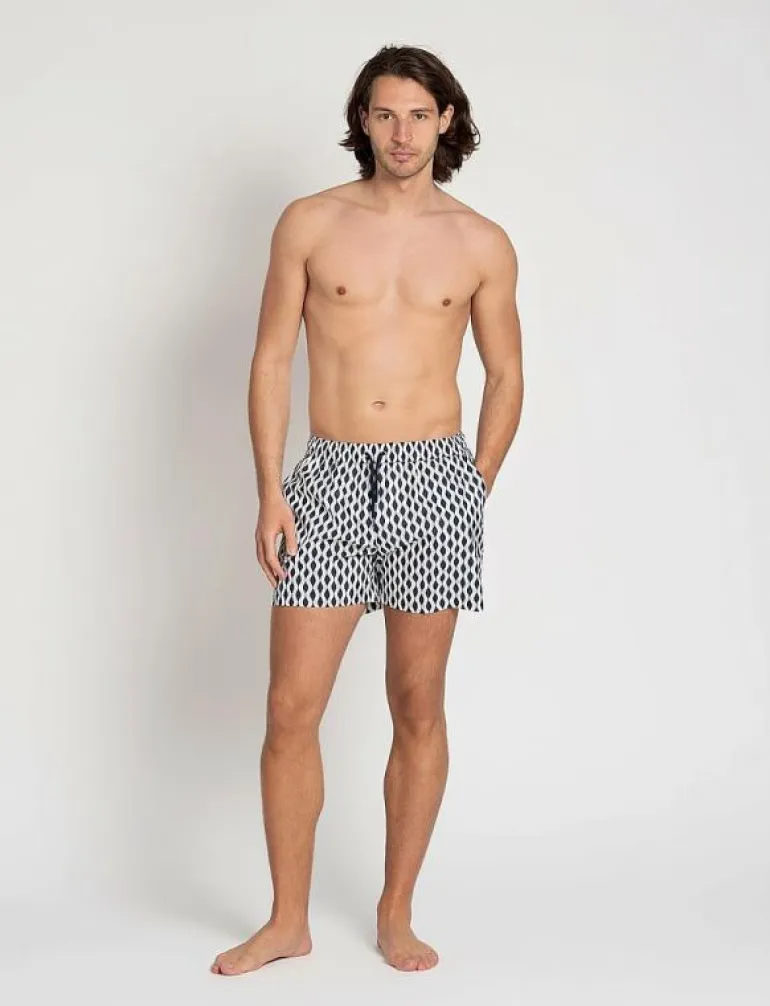 Classic Swim Shorts Navy Waves - Badbyxor