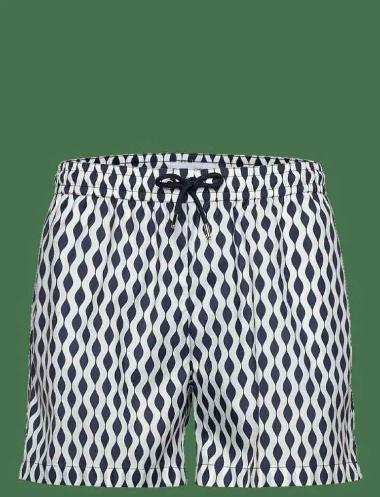 Classic Swim Shorts Navy Waves - Badbyxor